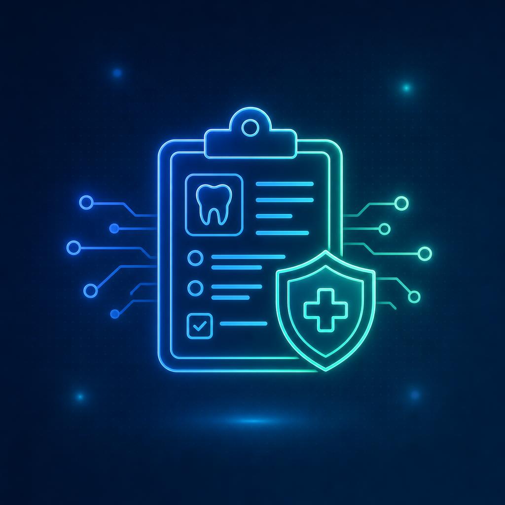 ilustração de anamnese odontológica digital integrada ao cadastro de pacientes